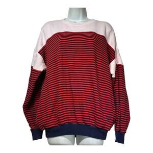Posh by Princess Cruises women’s striped red blue Pink pullover sweatshirt M